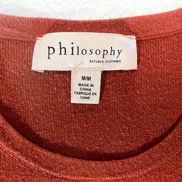 Philosophy Orange Red Ruffled Sleeveless sweater - Picture 3 of 6